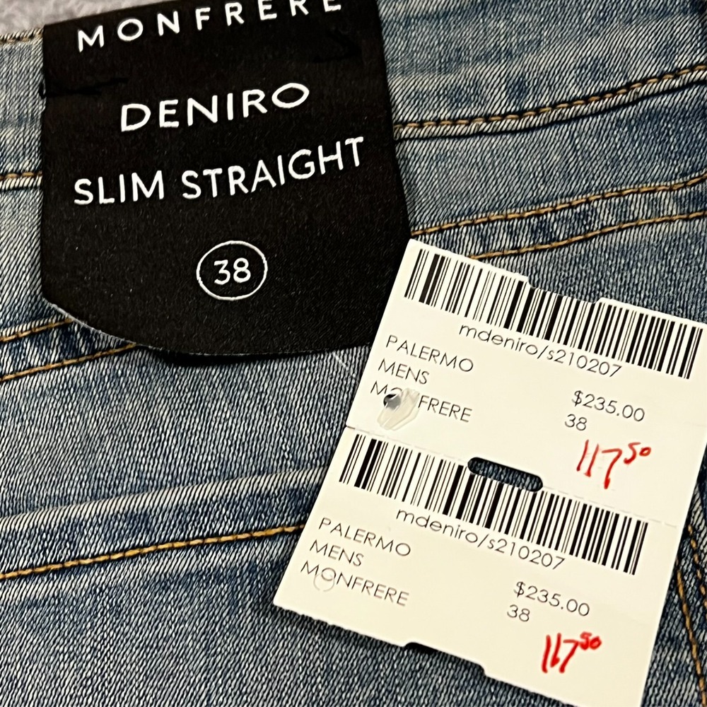 Monfrere Deniro Slim Straight Jeans Palermo Blue Mens 36x33 Tag 38 - Picture 3 of 14